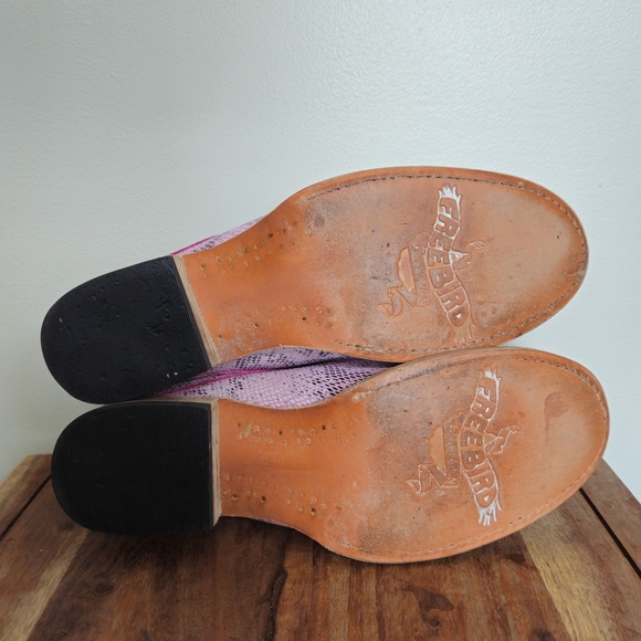Freebird by Steven Mules Pink Leather Blush Snake & Green Croc Shoes Wms Size 8 - Picture 13 of 15